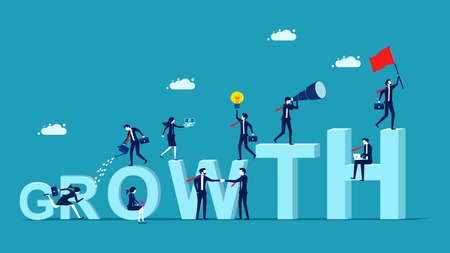Business growth. Successful businessmen work together. business concept vector illustrationのイラスト素材