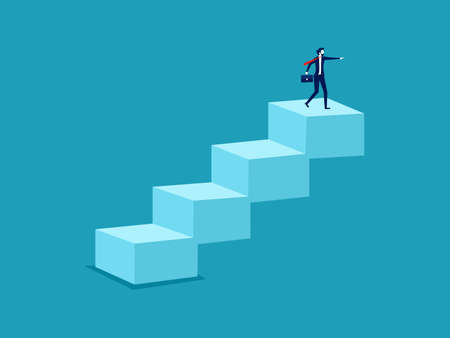 Career advancement. businessman pointing forward. business concept vector illustration eps