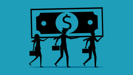 Finance. Businessman holding money and banknotes. Silhouette business concept vector illustration epsのイラスト素材