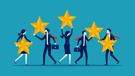 Review or rating. businessman holding a star business concept vector illustration epsのイラスト素材
