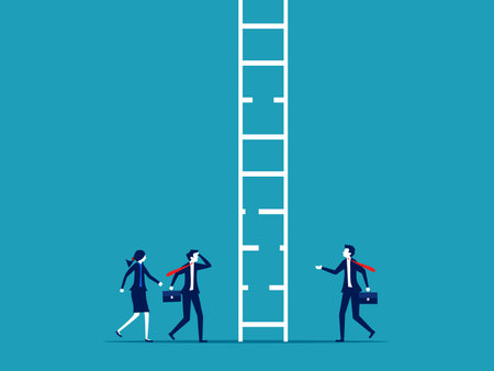 risks or obstacles. Businessman looking at the collapsed staircase. business concept vectorのイラスト素材