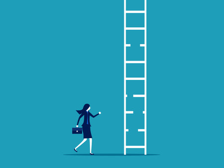 risks or obstacles. Businessman looking at the collapsed staircase. business concept vectorのイラスト素材