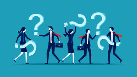 Business problems. Businessman holding a question mark. business concept vector illiustrationのイラスト素材