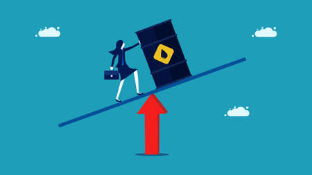 Oil price balance. commodity volatility. high oil price crisis. vector illustration epsのイラスト素材