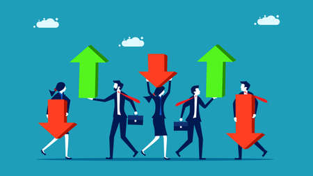 Volatile investments. The risks of the stock market go up and down. Finance and Investment Concept vectorのイラスト素材