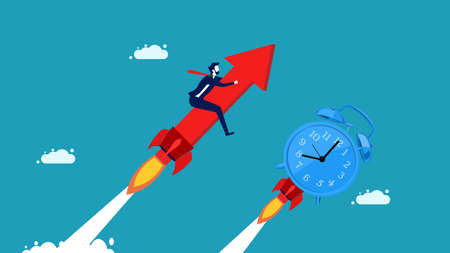 Compete against time. business people want to beat time. business concept vector illustrationのイラスト素材