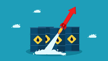 Energy prices go up. Arrows shot up from the fuel tank. vector illustration epsのイラスト素材