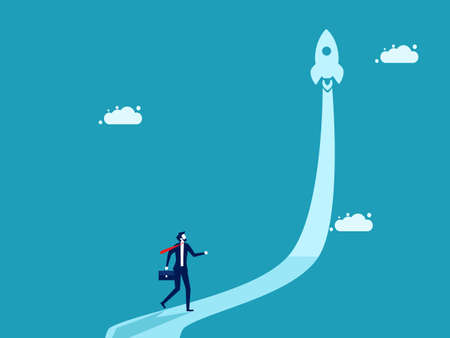 A businessman walks along an arrow that grows. business concept vector illustrationのイラスト素材
