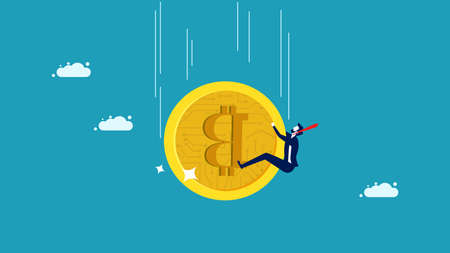 bitcoin declines. leader pullback Bitcoin cryptocurrency. The collapse of Cryptoのイラスト素材