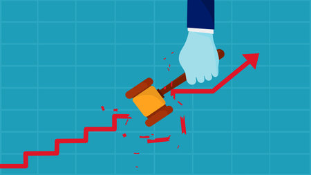 economic crisis. Destroy the growing arrow. investment and business conceptのイラスト素材