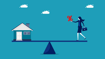 Home interest. house and percentage on scales business concept vector illustrationのイラスト素材