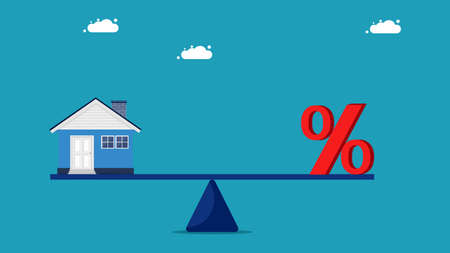 Home interest. house and percentage on scales business concept vector illustrationのイラスト素材