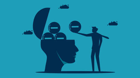 Think negative. Add pessimism to your mind. business concept vector illustration eps