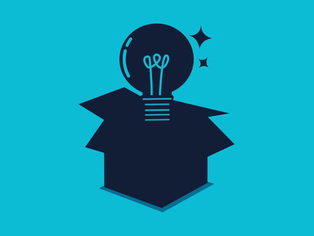 The light bulb is in the box. Discover new business ideas. vector illustration epsのイラスト素材