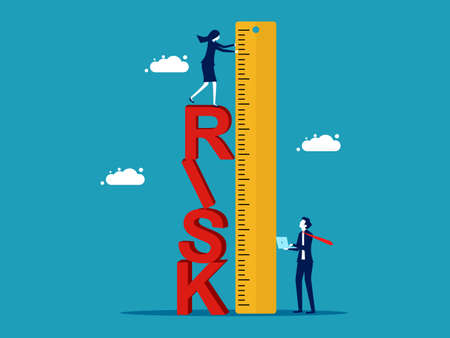 Assess the risks. business Use a ruler to measure the risks. vector illustrationのイラスト素材