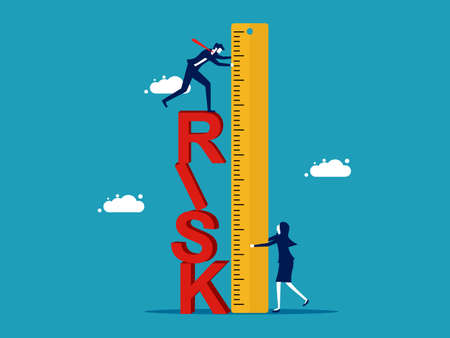 Assess the risks. business Use a ruler to measure the risks. vector illustrationのイラスト素材