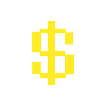 Dollar symbol. Isolated pixel style on white background. vector illustrationのイラスト素材