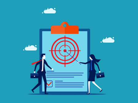 Determine the scope of work. Businesswoman presenting goals and plans. vector illustrationのイラスト素材