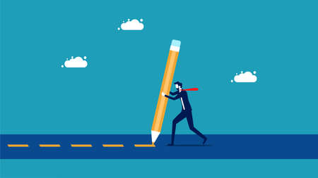 Create a life path. businessman draws a road line. vector illustration epsのイラスト素材