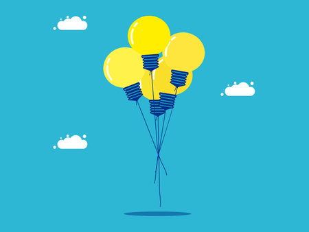 creative light bulb balloons floating in the sky. vector illustration epsのイラスト素材