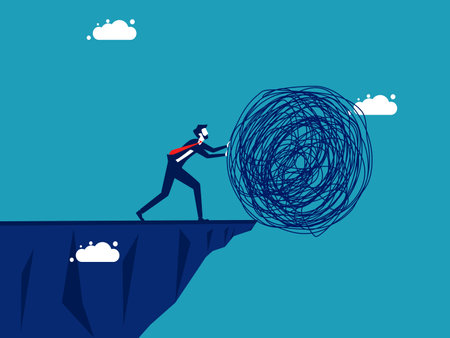 Eliminate chaos problems. Businessmen leave the chaos. business conceptのイラスト素材