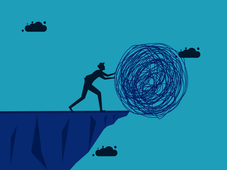 Eliminate chaos problems. Businessmen leave the chaos. business conceptのイラスト素材