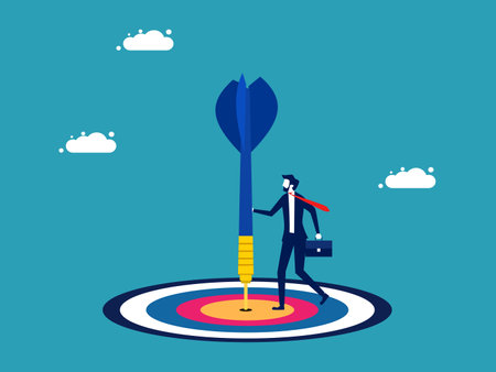 The goal was successful. businessman standing on target. business concept vector illustration epsのイラスト素材
