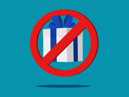 No gift policy. Ban gift box. No surprise and birthday. Parcels are forbidden to go to a party. vectorのイラスト素材