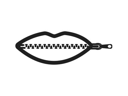 Zip lips icon. mouth with a zip closure. Keep quiet.のイラスト素材