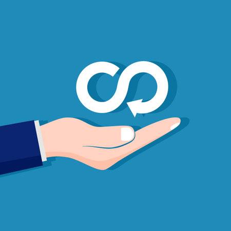 business people holding circular economy icons. Sustainability and renewable resources vectorのイラスト素材