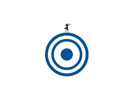 vision of success goals. businesswoman looking through binoculars on the target vectorのイラスト素材
