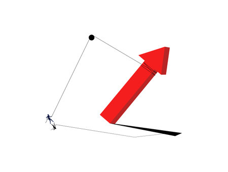 Business growth. Businessman pulling growth arrow up vectorのイラスト素材