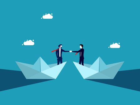 Two men shaking hands. Negotiate business and make business deals. merger concept vectorのイラスト素材