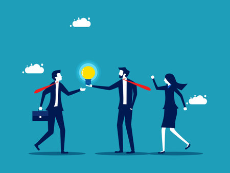 Generate new ideas. Business people work as a team. business brainstorming vector illustrationのイラスト素材