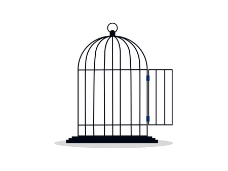An open cage or prison. Symbol of freedom and release from imprisonment. vector illustrationのイラスト素材