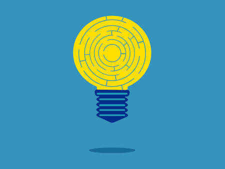 Maze puzzle in a light bulb. Puzzle knowledge. vector illustration epsのイラスト素材