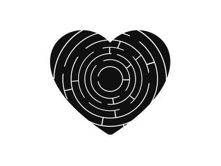 maze puzzle in the heart. puzzle in mind. vector illustration epsのイラスト素材