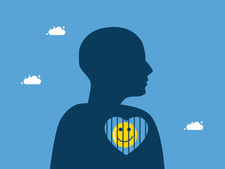 Happiness in my heart. Lack of freedom in life. vector illustration epsのイラスト素材