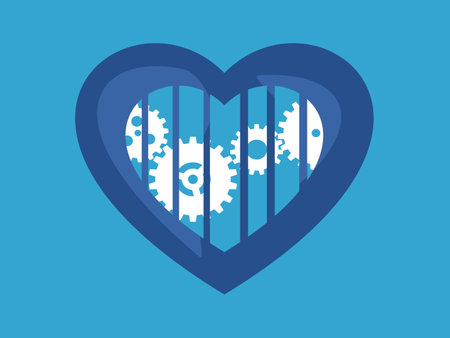 Prison hearts and backlash. The mechanism is trapped in the mind. Vector illustration epsのイラスト素材
