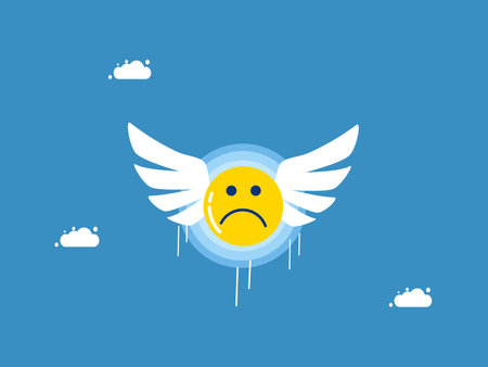 Sadness flies up in the sky. Pessimistic concept. vector illustration epsのイラスト素材