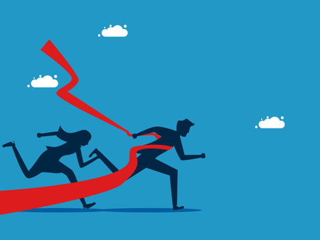 man running to the finish line. business victory vectorのイラスト素材