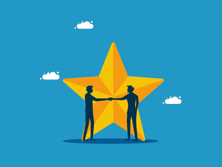 team of businessmen and stars. Businessmen shaking hands agree for success in business vectorのイラスト素材
