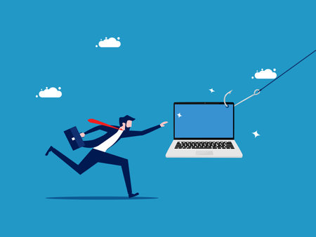 Deceived through the Internet. businessman is a victim of a laptop. vector illustrationのイラスト素材