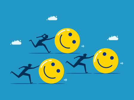 Progress and positive mood. Business people work together to drive optimism. vectorのイラスト素材