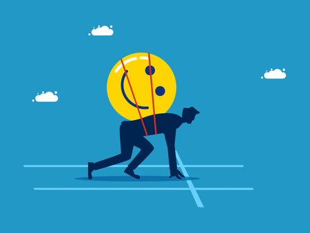 optimistic and advantageous. Businessman preparing to start work happy vectorのイラスト素材