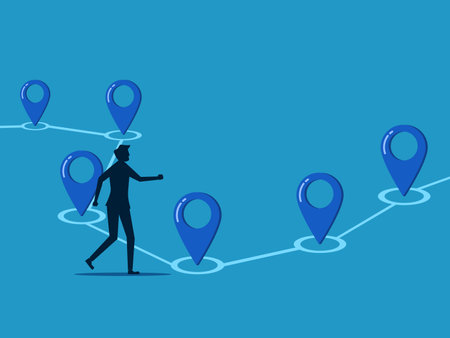 Go to the target or designated location. man walking towards location or target vectorのイラスト素材