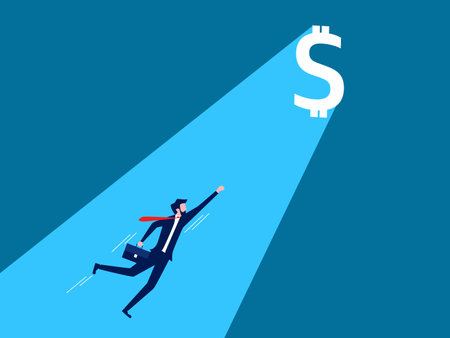 Finance and investment. Businessman heading towards the money beam vectorのイラスト素材