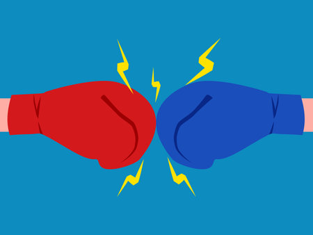 Boxer fighting. The gloves of the red and blue boxers. vectorのイラスト素材