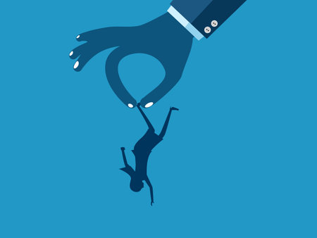 Fired from work. Businesswoman left behind. vector illustrationのイラスト素材