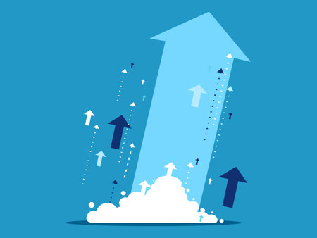 The growing arrow soared into the sky. vector illustrationのイラスト素材